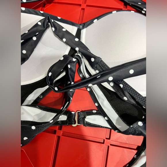 NWT blackish blue-ish 2 piece bikini set polka dot L large TEMPT ME - Picture 12 of 12